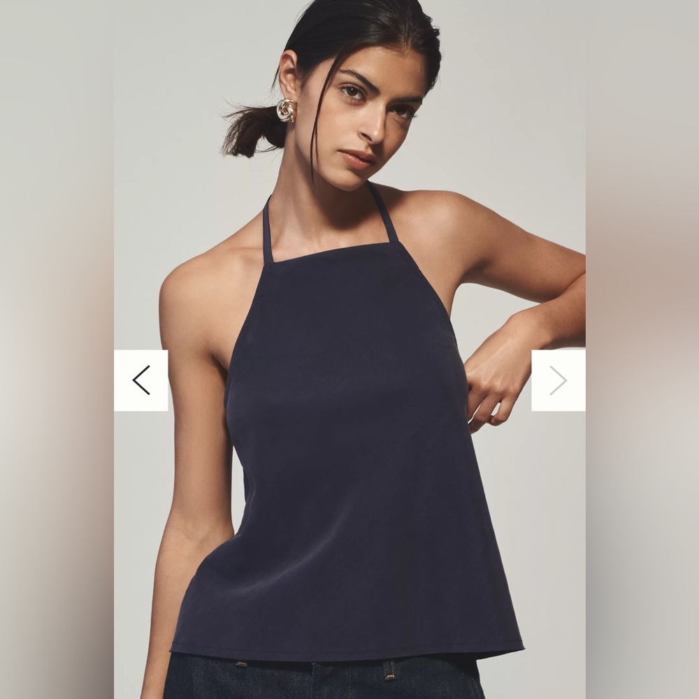 Maeve Linen Blend Square-Neck Halter Top Size Medium